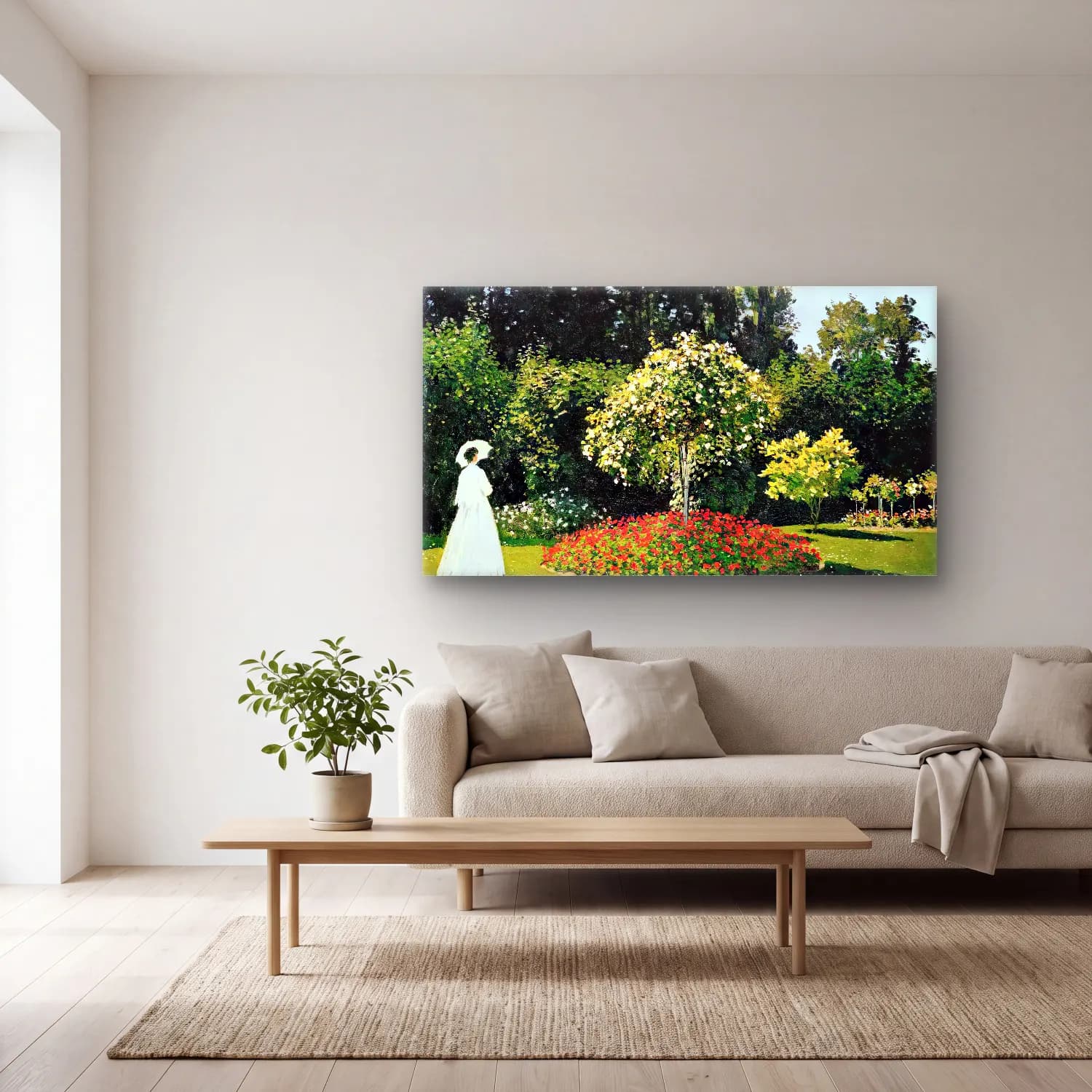 Claude Monet – Woman in the Garden cam tablo — açık renk salonda