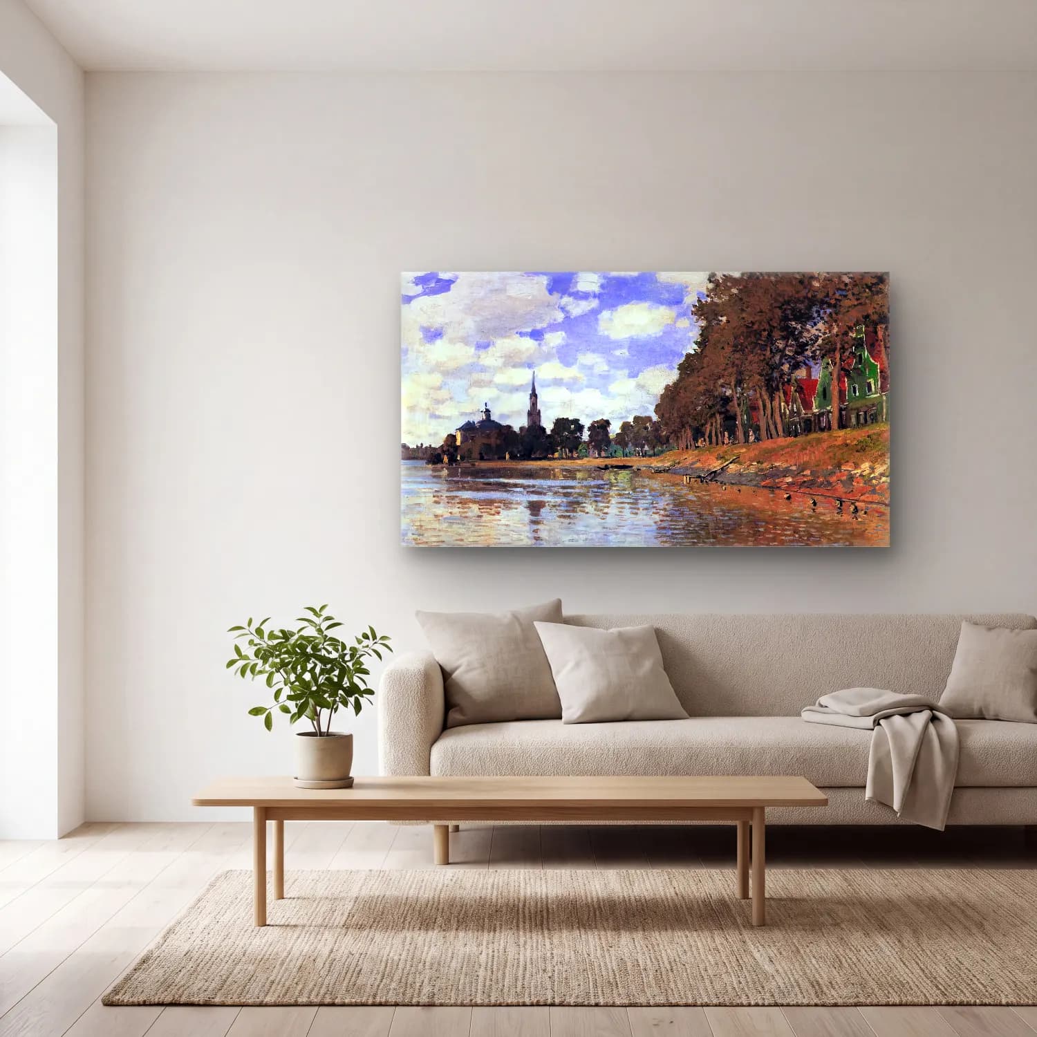Claude Monet – Zaandam cam tablo — açık renk salonda