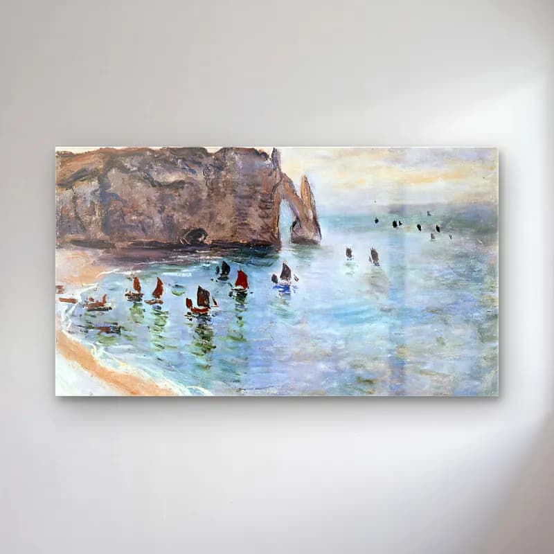 Claude Monet – Étretat, La Manneporte, Reflections on the Sea cam tablo — Claude Monet – Étretat, La Manneporte, Reflections on the Sea — empresyonist yelkenliler