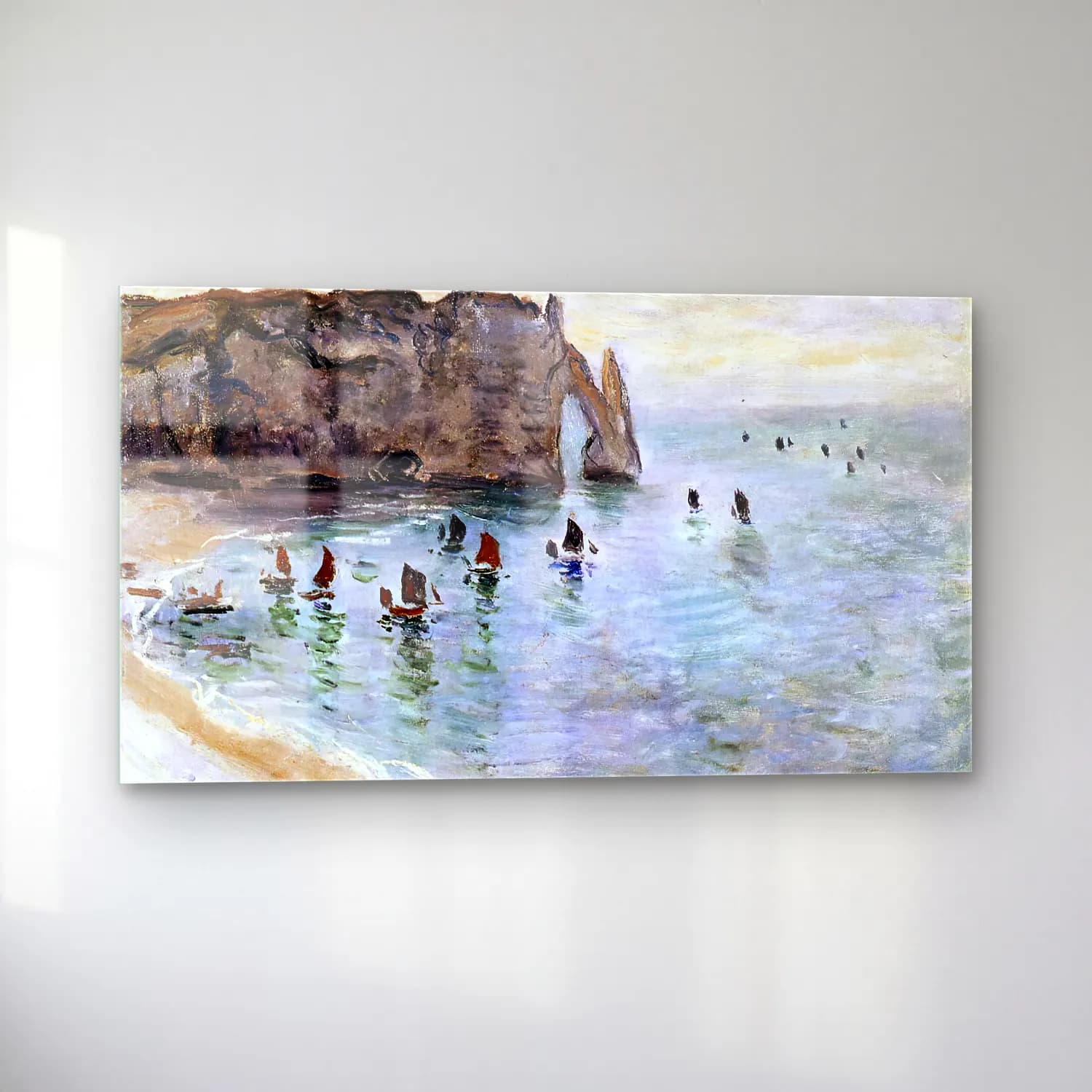 Claude Monet – Étretat, La Manneporte, Reflections on the Sea cam tablo — sol açıdan görünüm