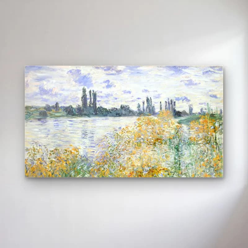 Claude Monet – Île aux Fleurs near Vétheuil cam tablo — Claude Monet – Île aux Fleurs near Vétheuil — empresyonist kırda nehir