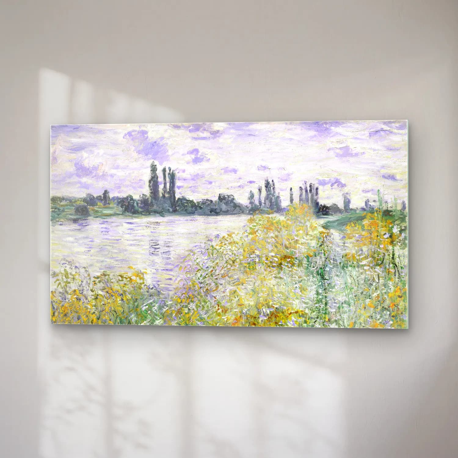 Claude Monet – Île aux Fleurs near Vétheuil cam tablo — sağ açıdan görünüm