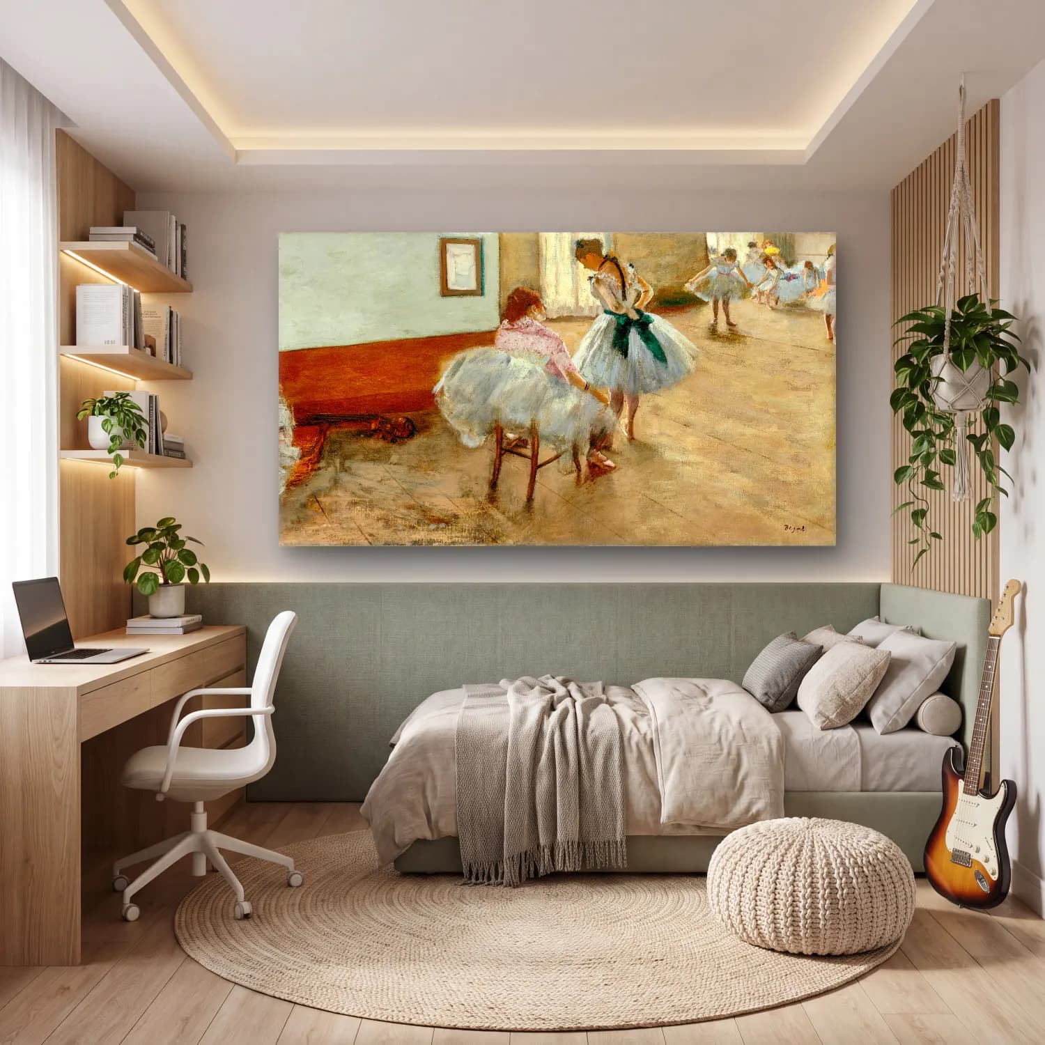 Edgar Degas – Ballet Class cam tablo — genç odasında