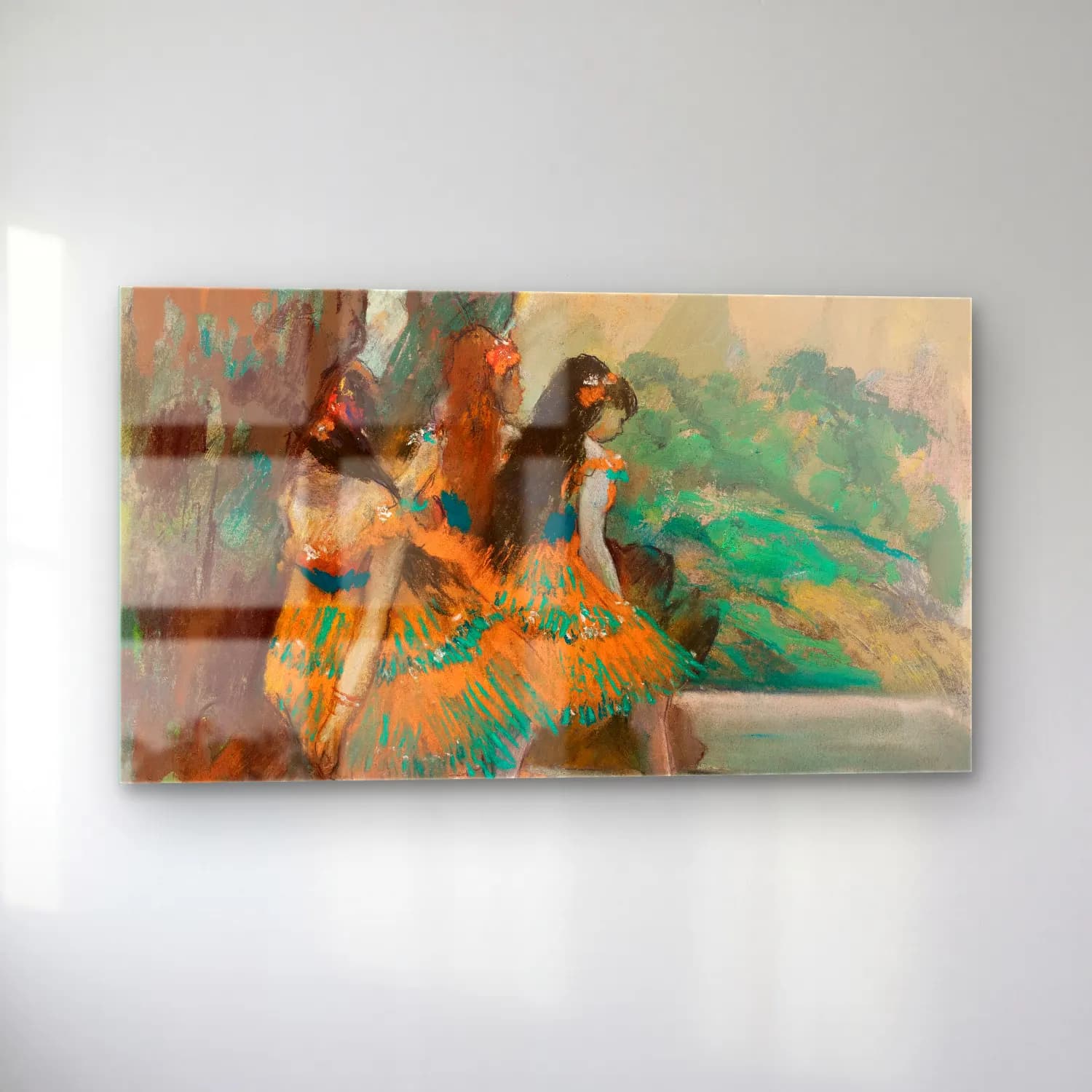 Edgar Degas – Ballet Dancers cam tablo — sol açıdan görünüm