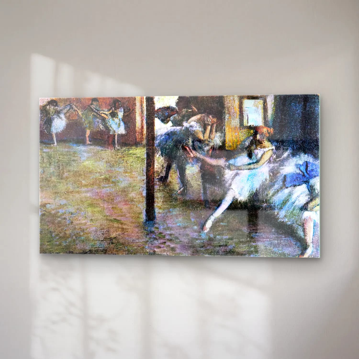 Edgar Degas – Ballet Rehearsal cam tablo — sağ açıdan görünüm