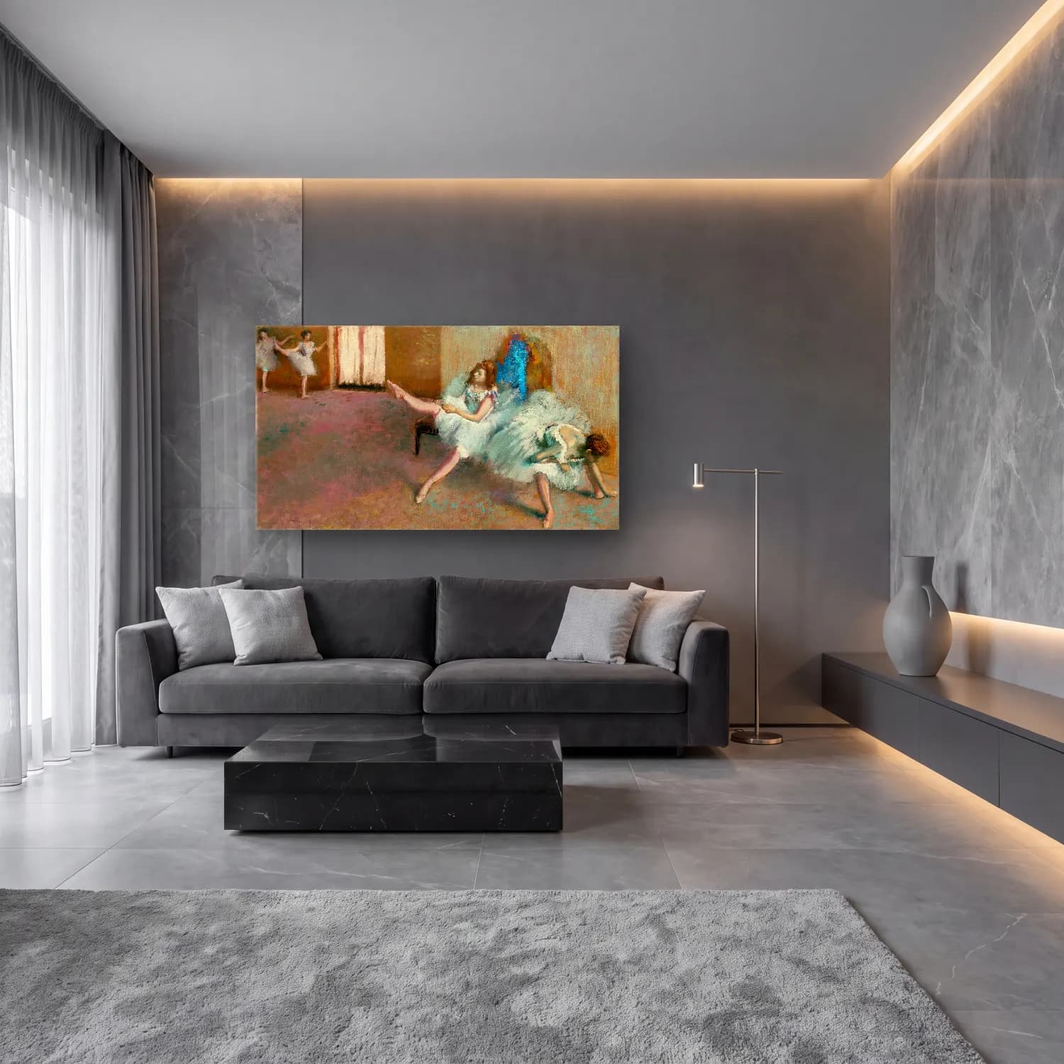 Edgar Degas – Before the Ballet cam tablo — lüks salon duvarında