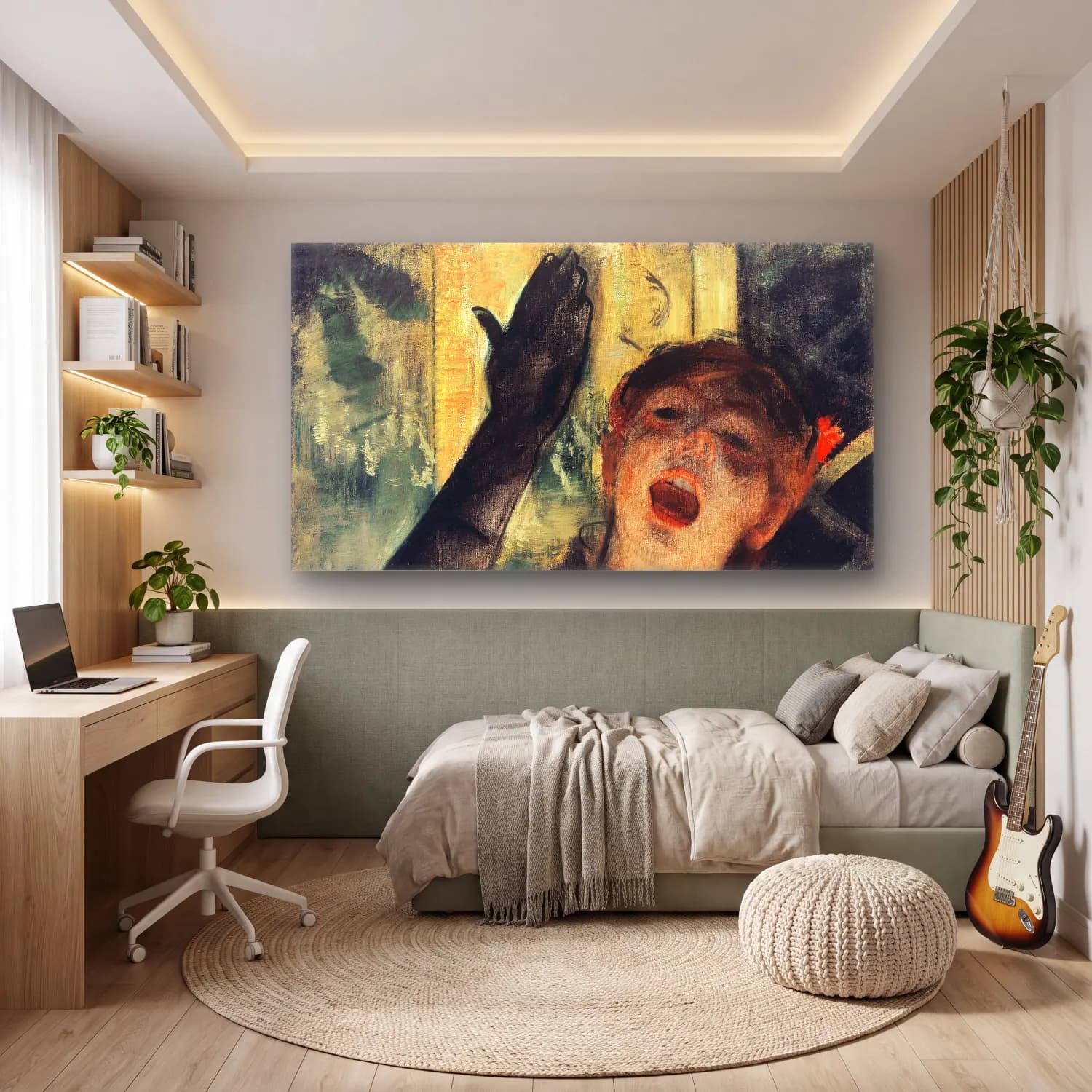 Edgar Degas – Café Singer cam tablo — genç odasında