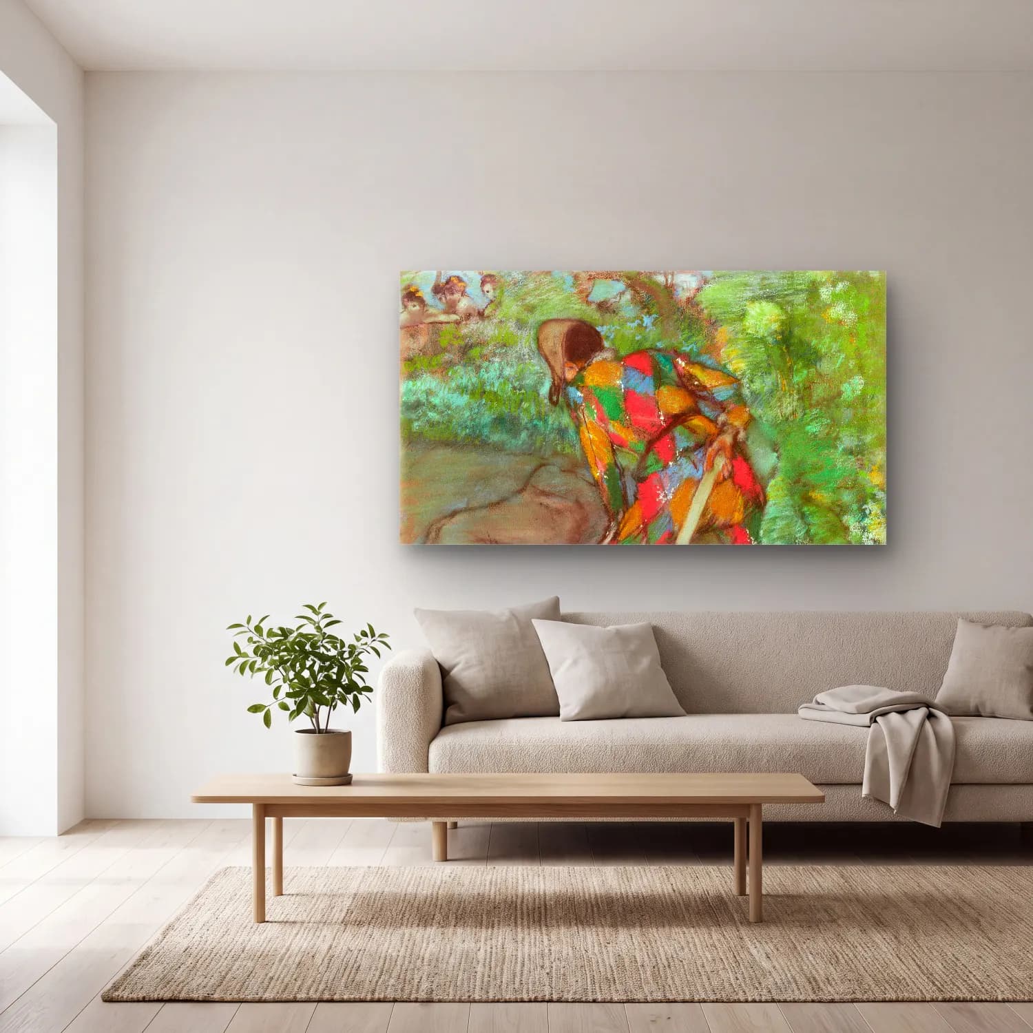 Edgar Degas – Harlequin cam tablo — açık renk salonda