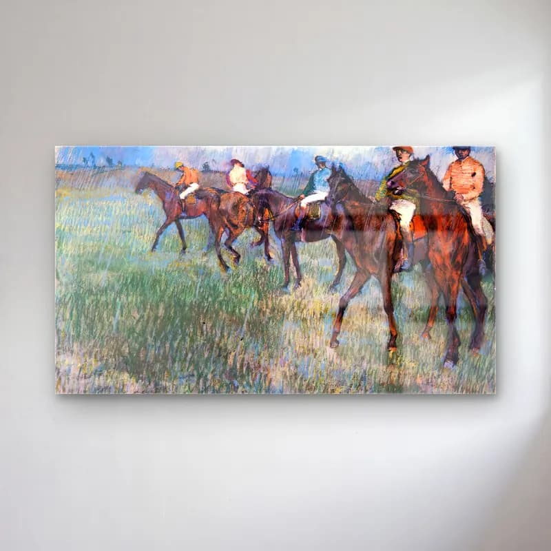 Edgar Degas – Jockeys in the Rain cam tablo — Edgar Degas – Jockeys in the Rain — empresyonist atlı