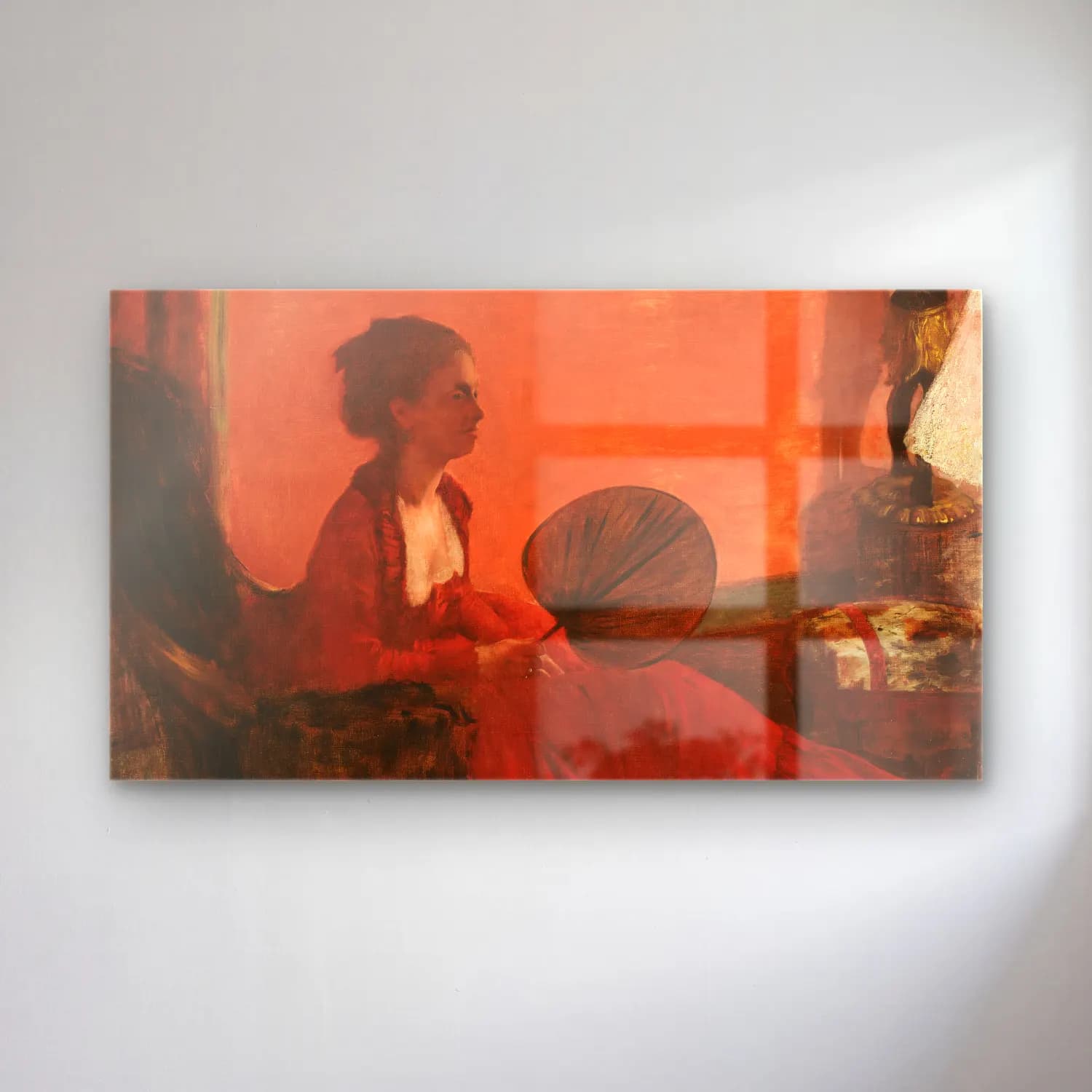 Edgar Degas – Madame Camus with a Fan cam tablo — Edgar Degas – Madame Camus with a Fan — empresyonist kadın portresi