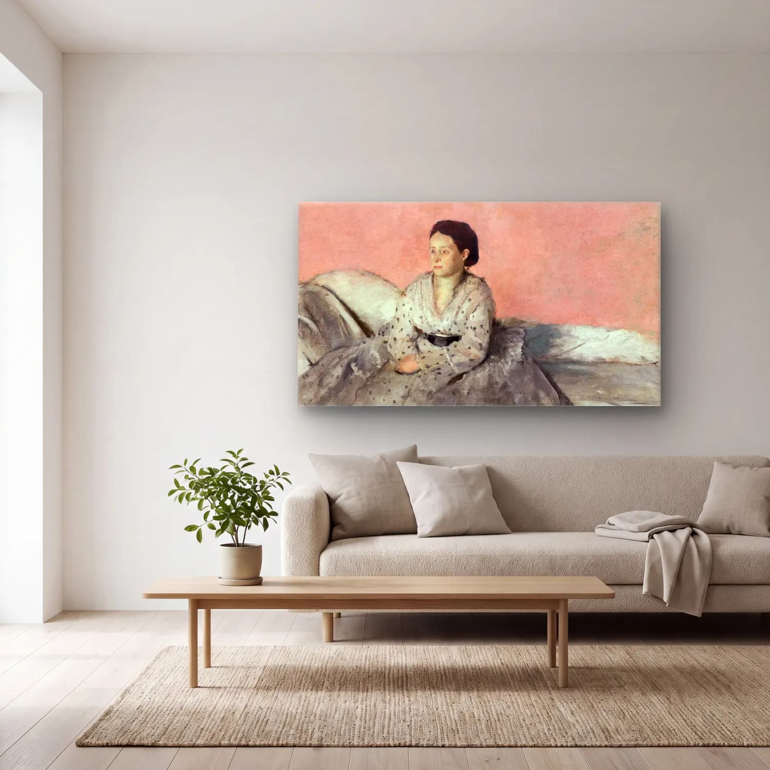 Edgar Degas – Madame René de Gas cam tablo — açık renk salonda