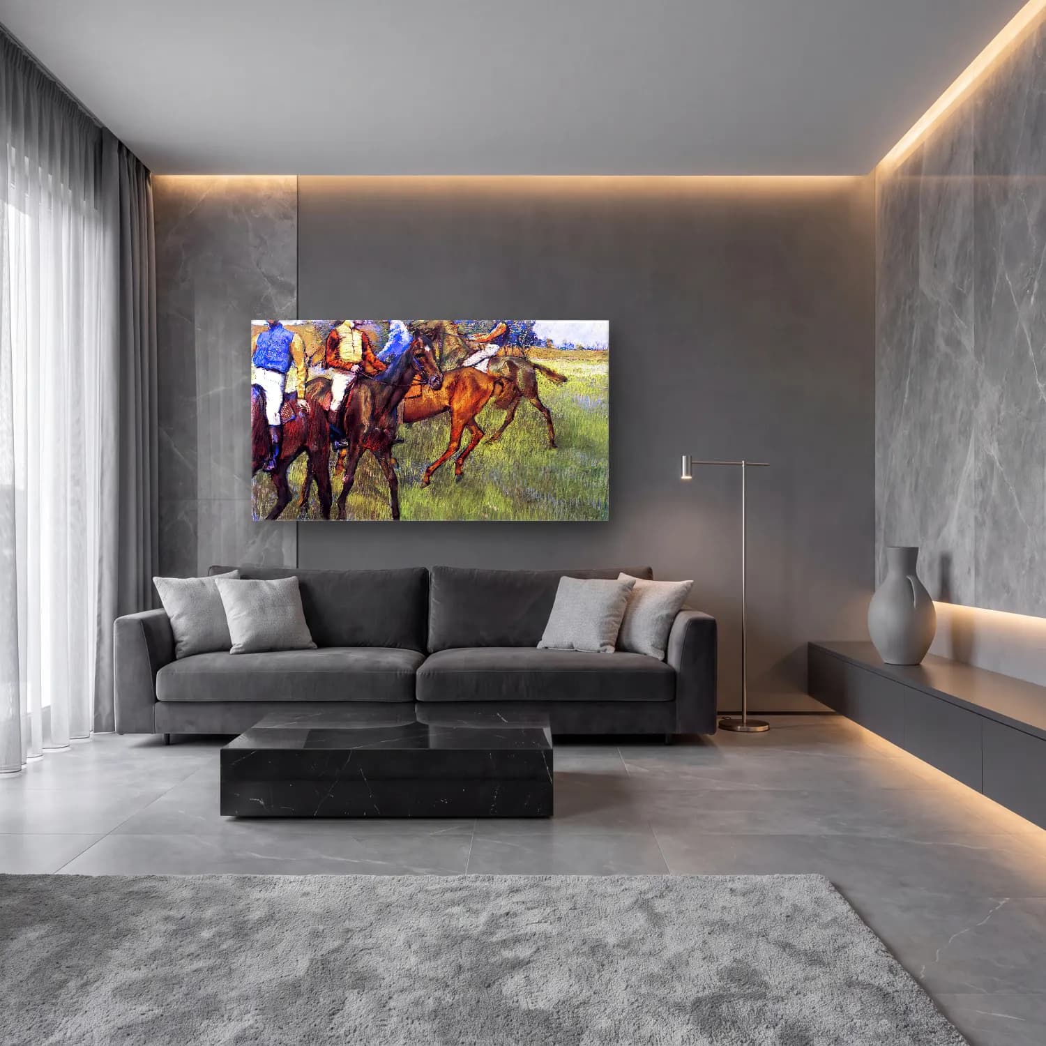 Edgar Degas – Race Horses cam tablo — lüks salon duvarında