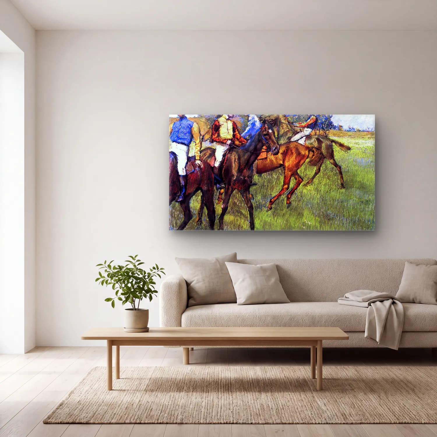 Edgar Degas – Race Horses cam tablo — açık renk salonda