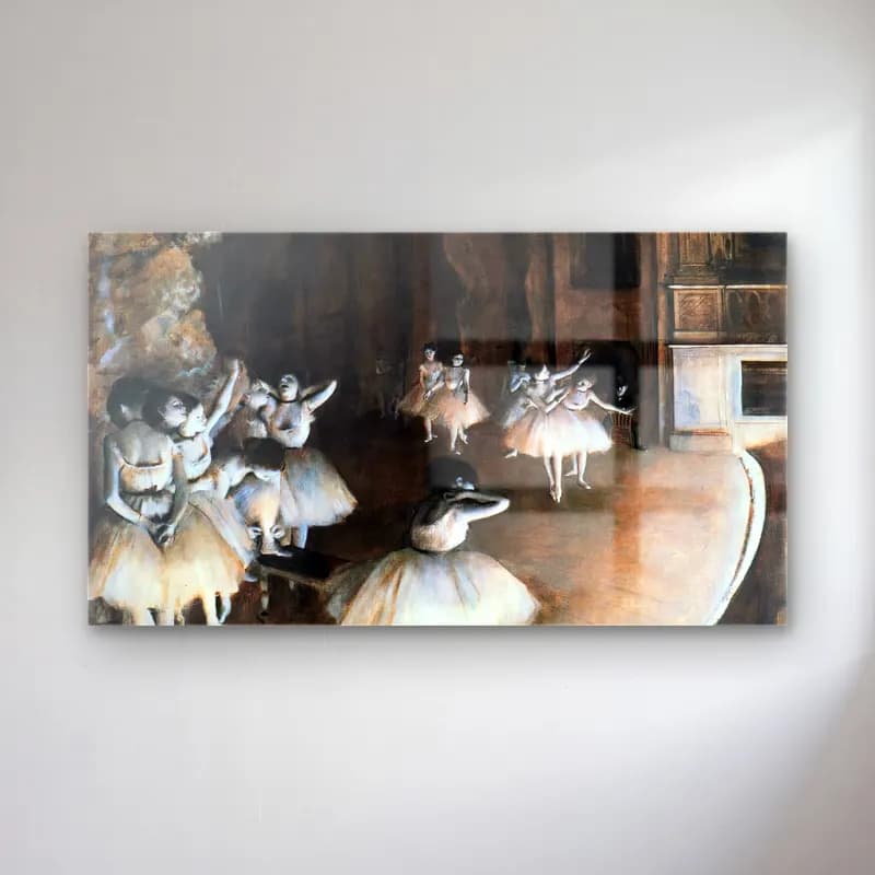 Edgar Degas – Rehearsal of a Ballet on Stage cam tablo — Edgar Degas – Rehearsal of a Ballet on Stage — empresyonist dansçılar