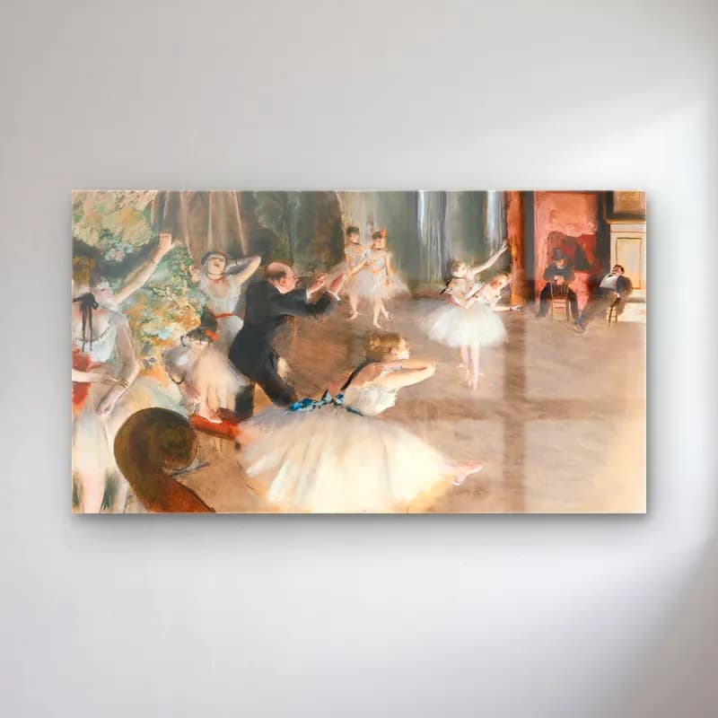 Edgar Degas – The Ballet Rehearsal on Stage cam tablo — Edgar Degas – The Ballet Rehearsal on Stage — empresyonist dansçılar