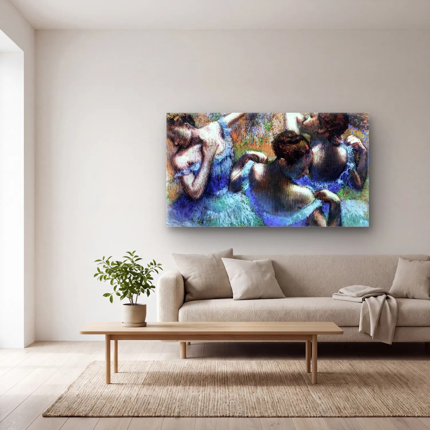 Edgar Degas – The Blue Dancers cam tablo — açık renk salonda