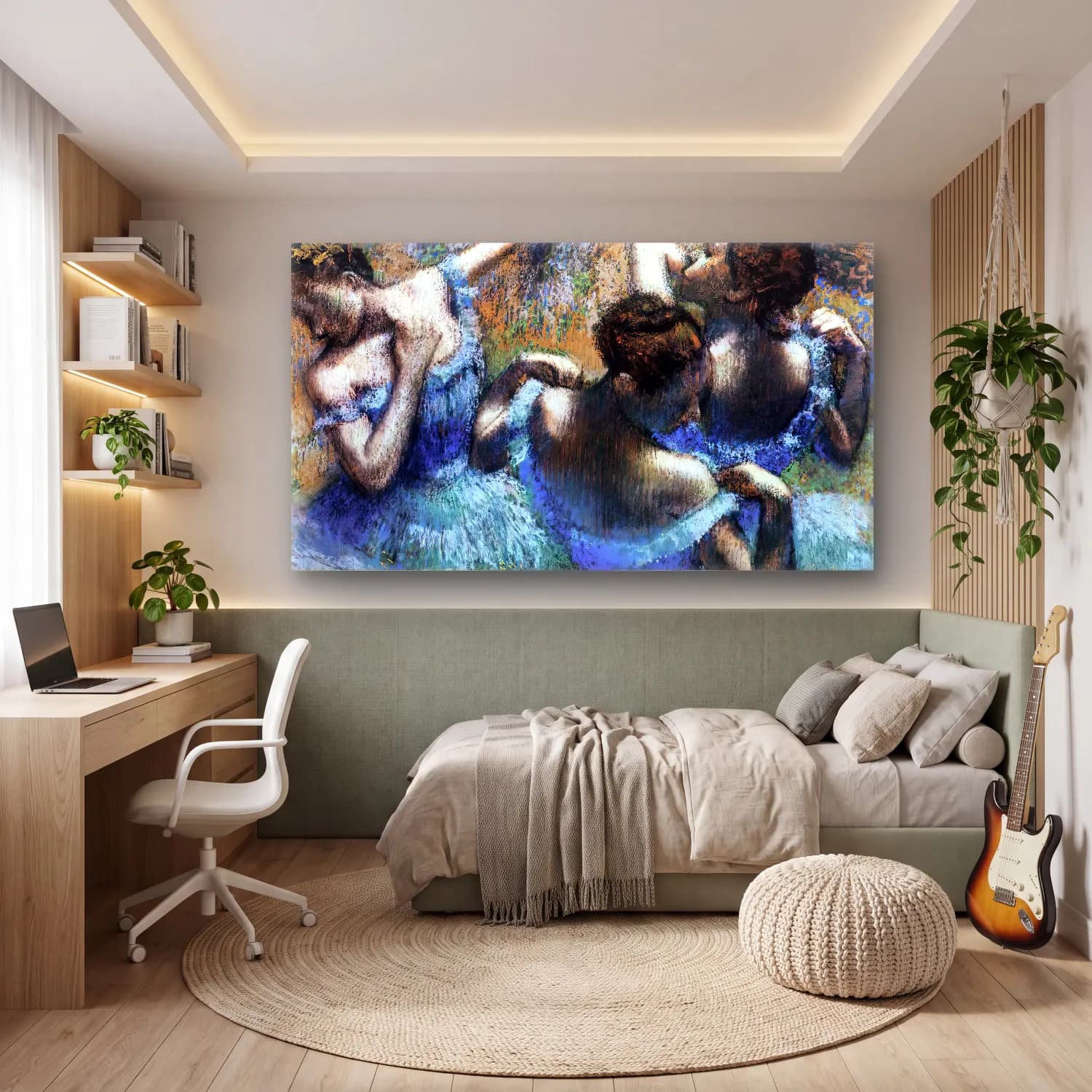 Edgar Degas – The Blue Dancers cam tablo — genç odasında