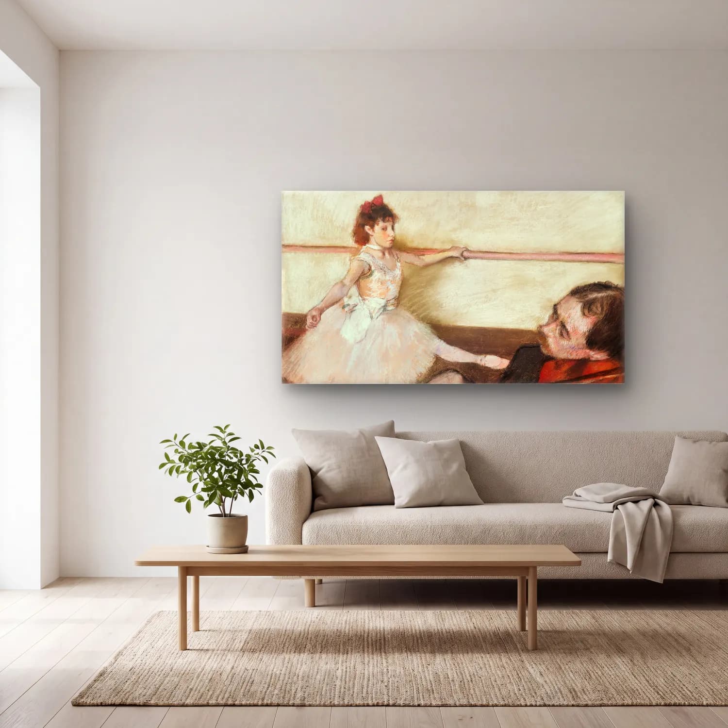 Edgar Degas – The Dance Lesson cam tablo — açık renk salonda