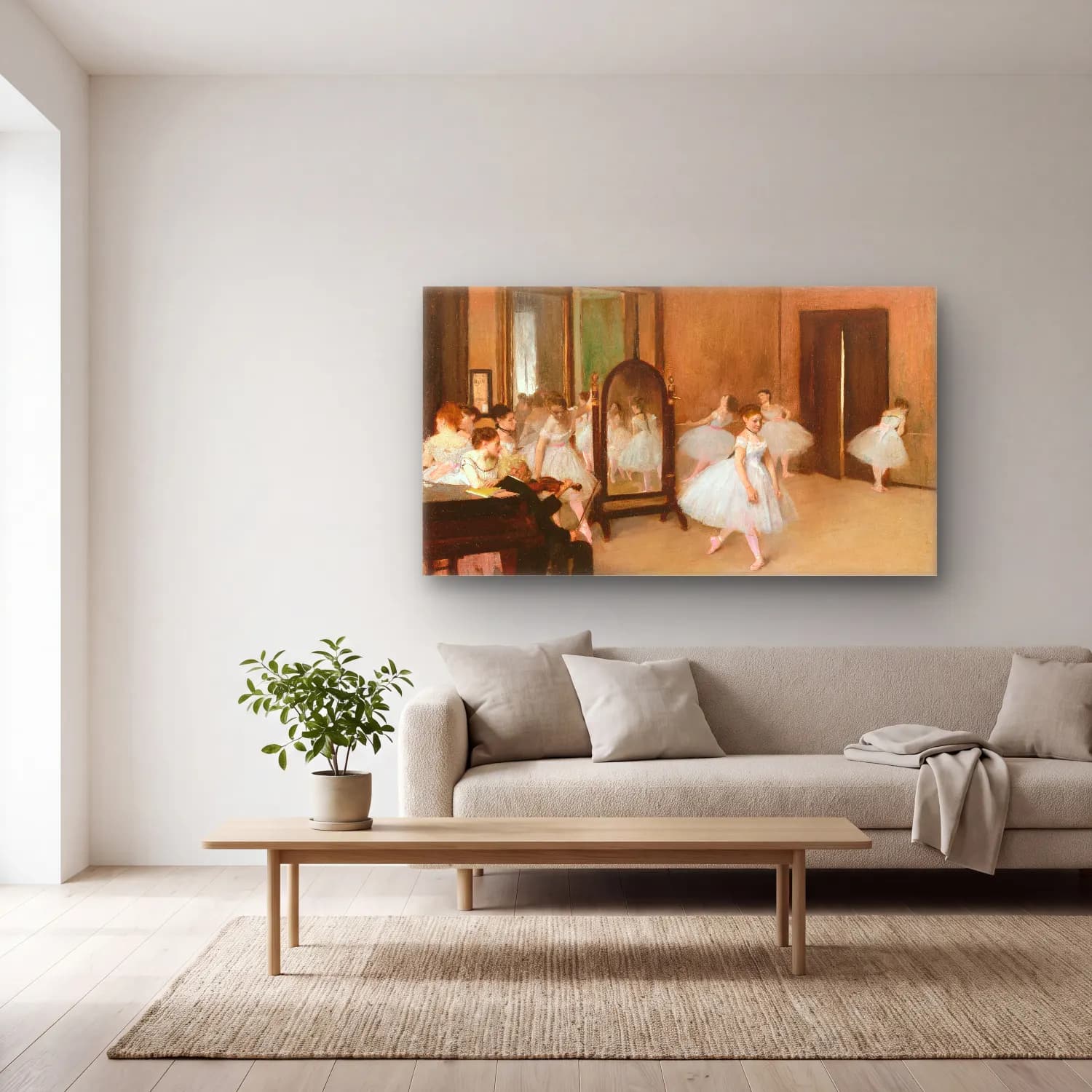 Edgar Degas – The Dancing Class cam tablo — açık renk salonda