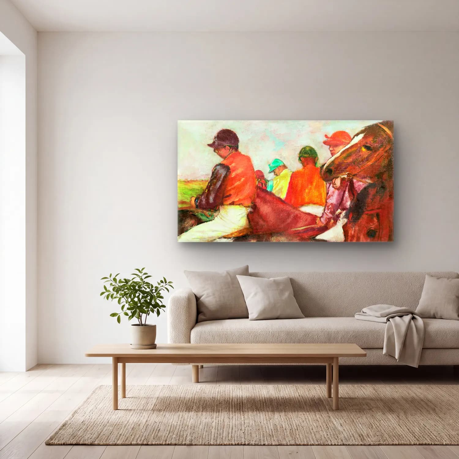 Edgar Degas – The Jockeys cam tablo — açık renk salonda