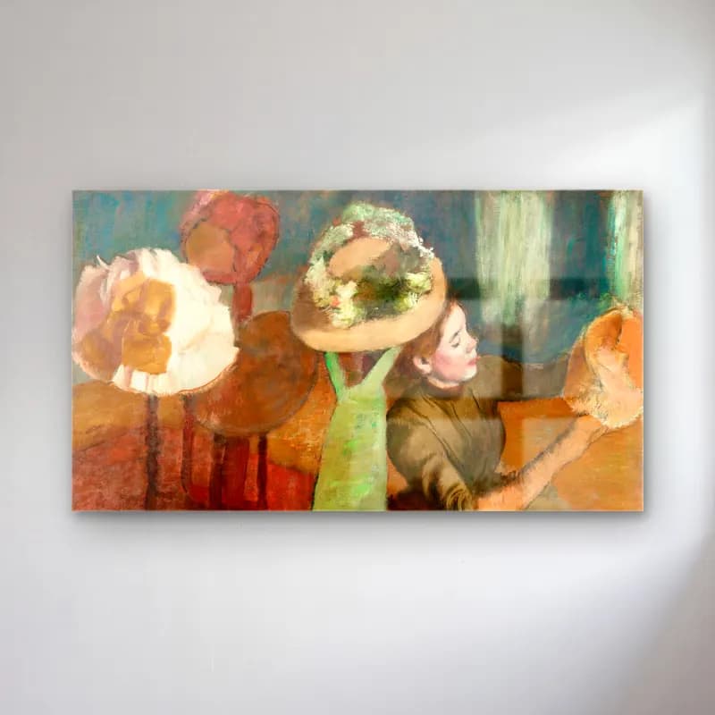Edgar Degas – The Millinery Shop cam tablo — Edgar Degas – The Millinery Shop — empresyonist şapkalı kadın