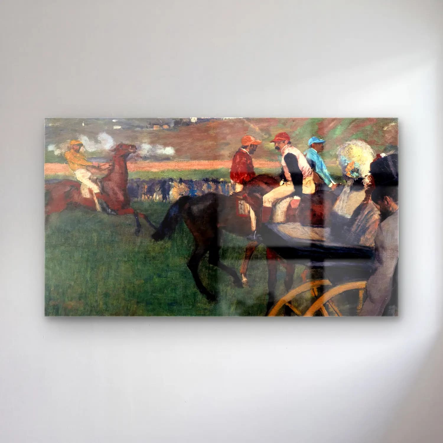 Edgar Degas – The Race Track. Amateur Jockeys by a Carriage cam tablo — Edgar Degas – The Race Track. Amateur Jockeys by a Carriage — empresyonist atlı
