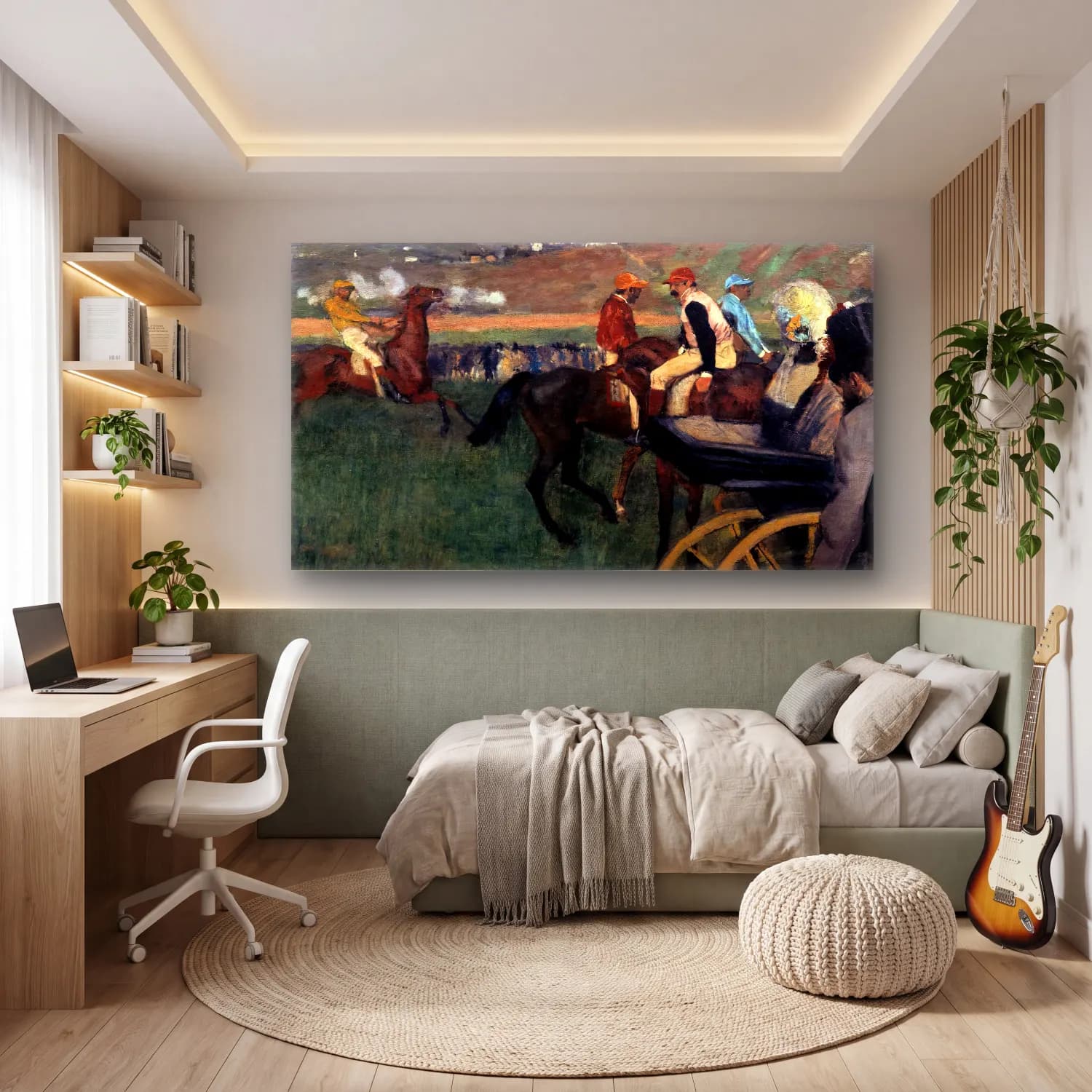 Edgar Degas – The Race Track. Amateur Jockeys by a Carriage cam tablo — genç odasında