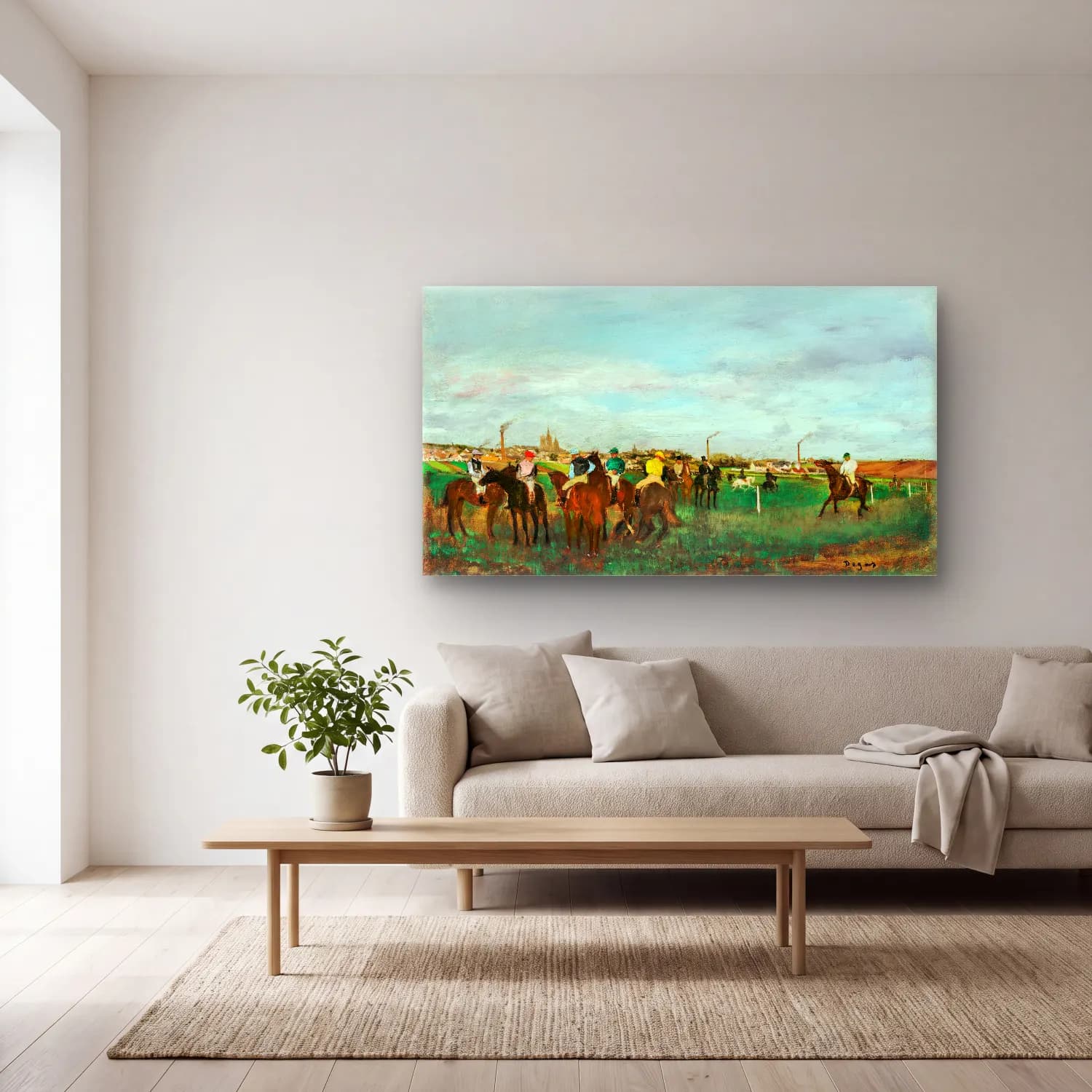 Edgar Degas – The Races cam tablo — açık renk salonda