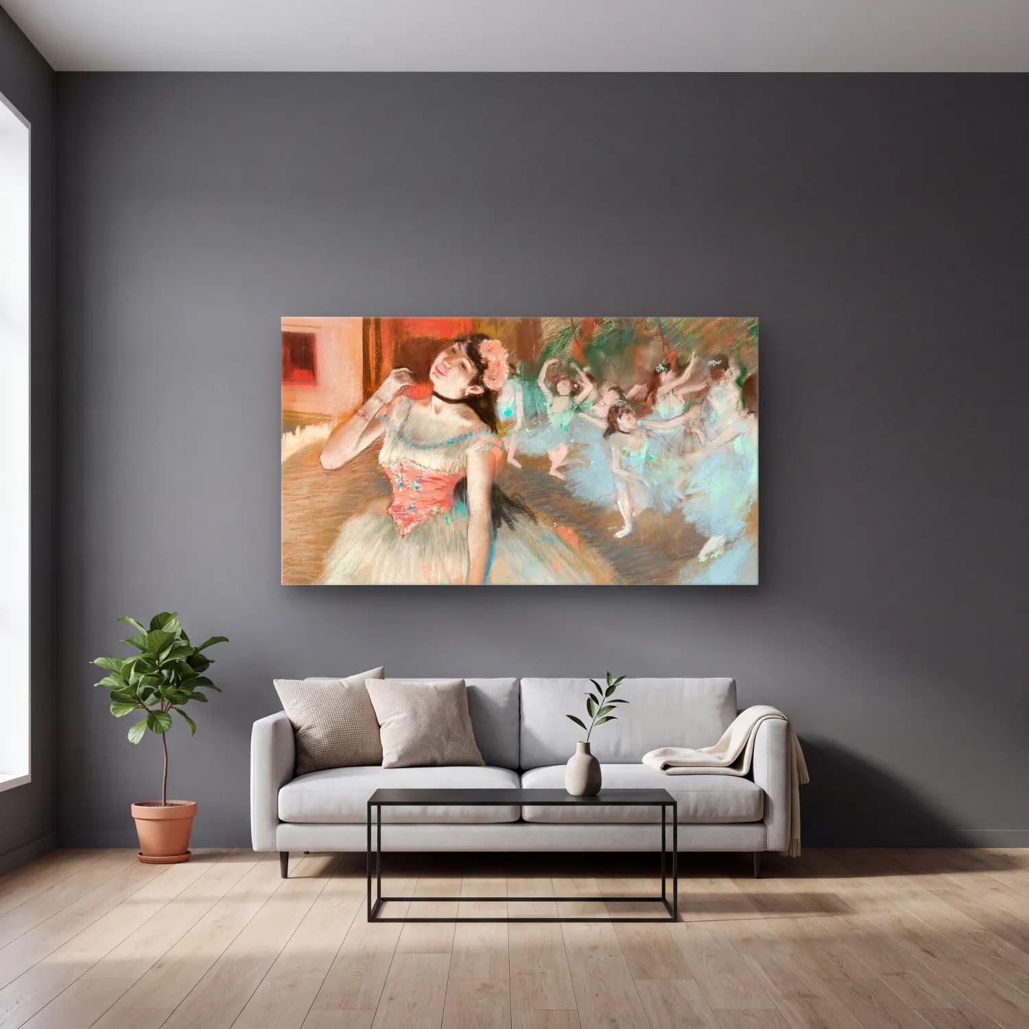 Edgar Degas – The Star cam tablo — gri duvarlı salonda