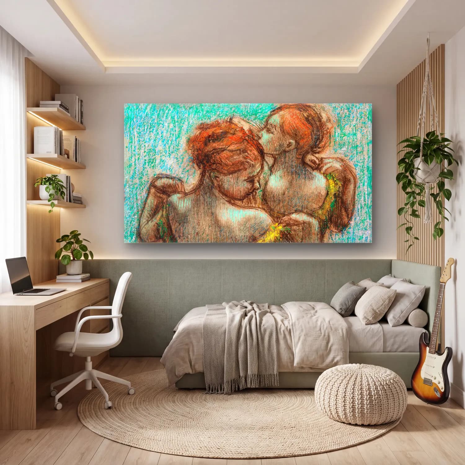 Edgar Degas – Two Dancers Half Length cam tablo — genç odasında