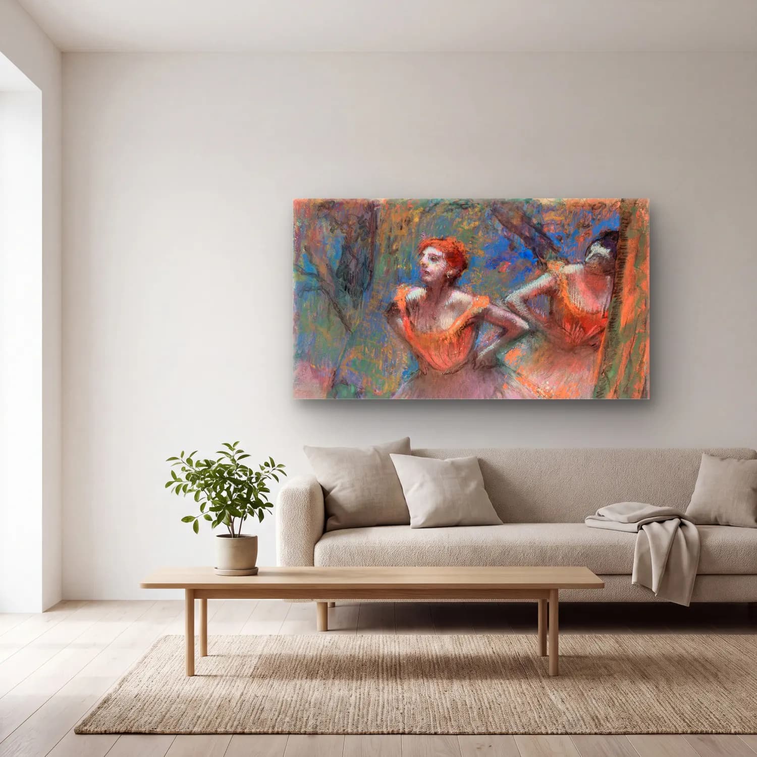 Edgar Degas – Two Dancers cam tablo — açık renk salonda