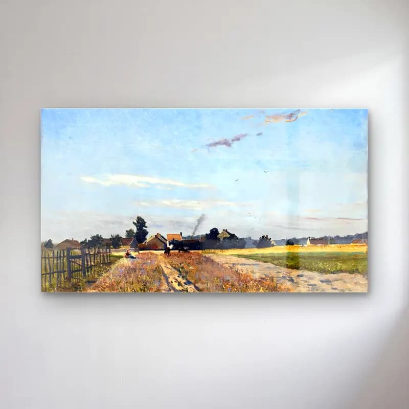 Hippolyte-Camille Delpy – Fields at the Edge of the Village, Bois-le-Roi cam tablo — Hippolyte-Camille Delpy – Fields at the Edge of the Village, Bois-le-Roi — empresyonist kır evi