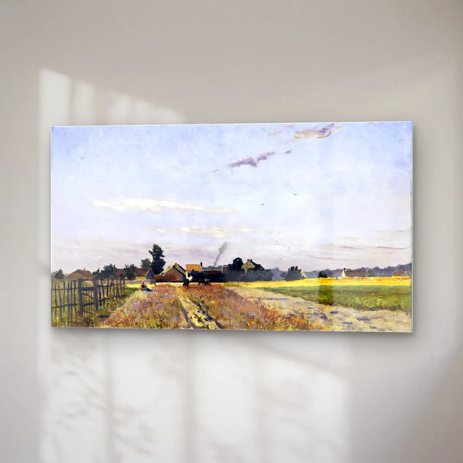 Hippolyte-Camille Delpy – Fields at the Edge of the Village, Bois-le-Roi cam tablo — sağ açıdan görünüm