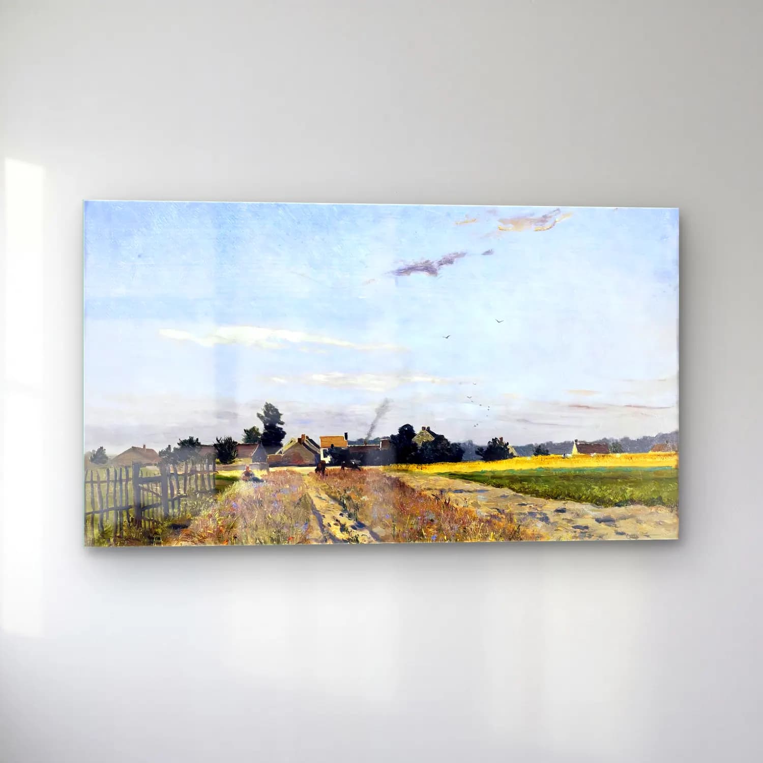 Hippolyte-Camille Delpy – Fields at the Edge of the Village, Bois-le-Roi cam tablo — sol açıdan görünüm