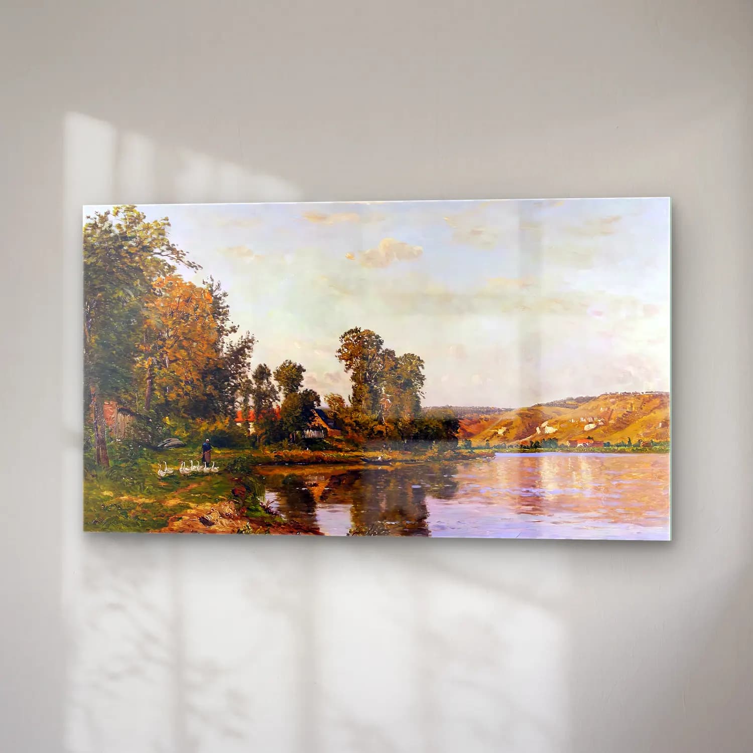 Hippolyte-Camille Delpy – The River at Pont-sur-Yvonne cam tablo — sağ açıdan görünüm