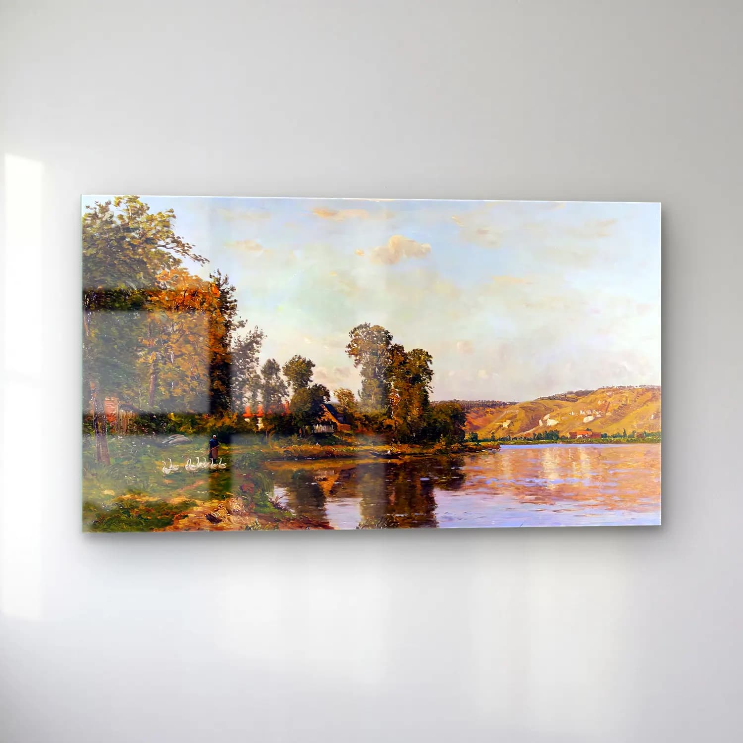 Hippolyte-Camille Delpy – The River at Pont-sur-Yvonne cam tablo — sol açıdan görünüm