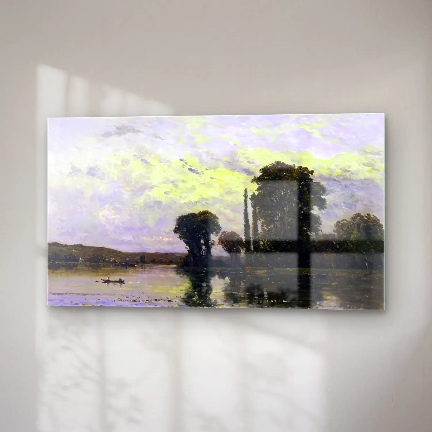 Hippolyte-Camille Delpy – The Seine at Rangiport cam tablo — sağ açıdan görünüm