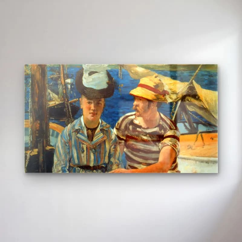 Edouard Manet – Argenteuil cam tablo — Edouard Manet – Argenteuil — empresyonist sahilde i̇nsanlar