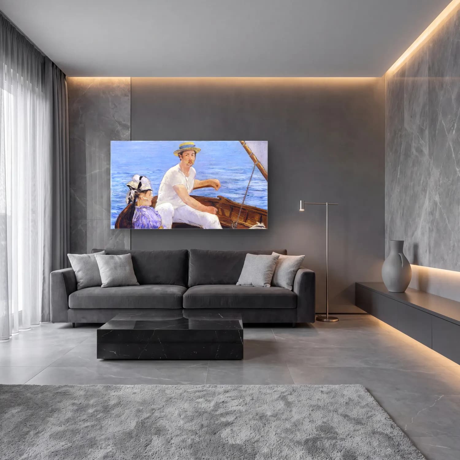 Edouard Manet – Boating cam tablo — lüks salon duvarında