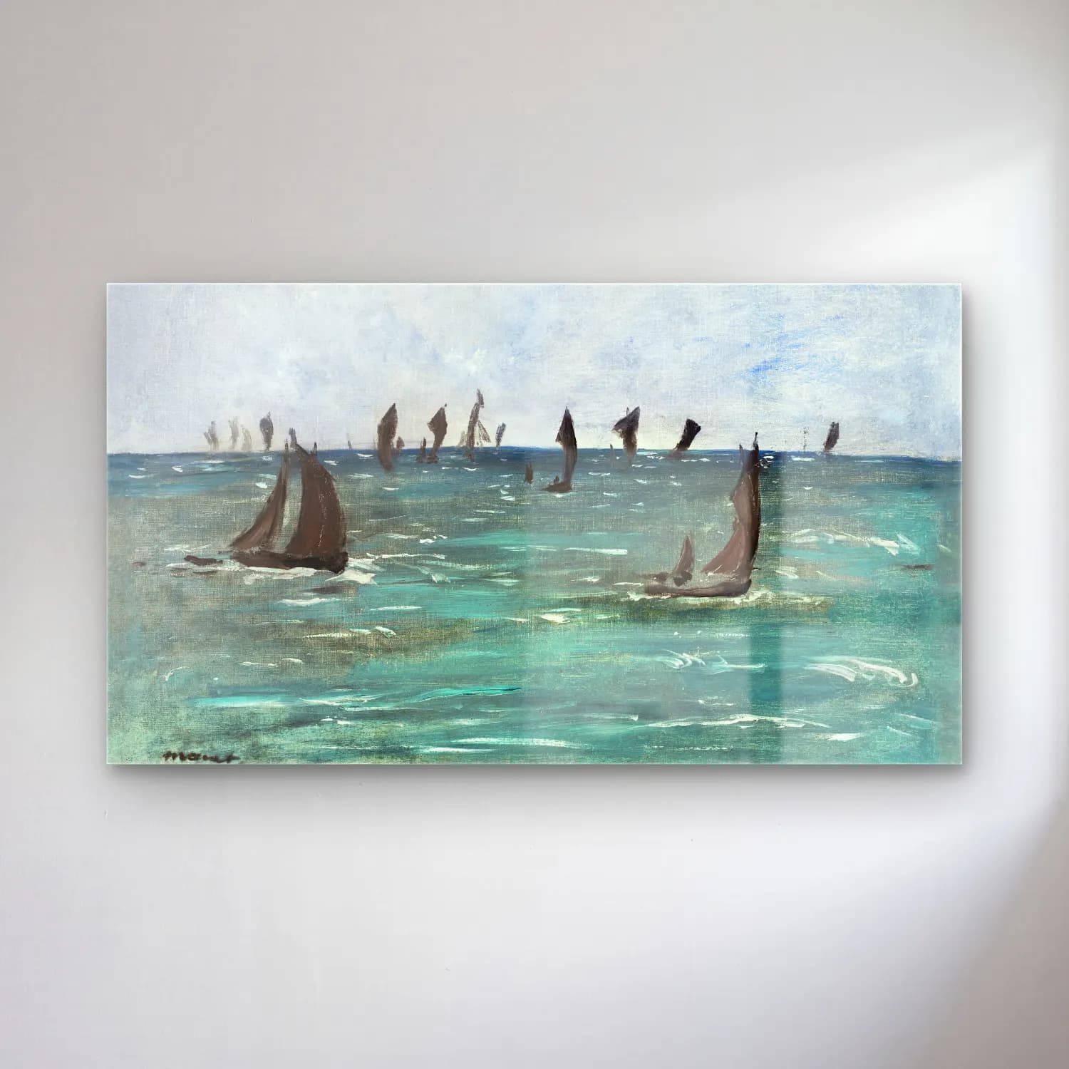 Edouard Manet – Boats at Berck-sur-Mer cam tablo — Edouard Manet – Boats at Berck-sur-Mer — empresyonist yelkenliler