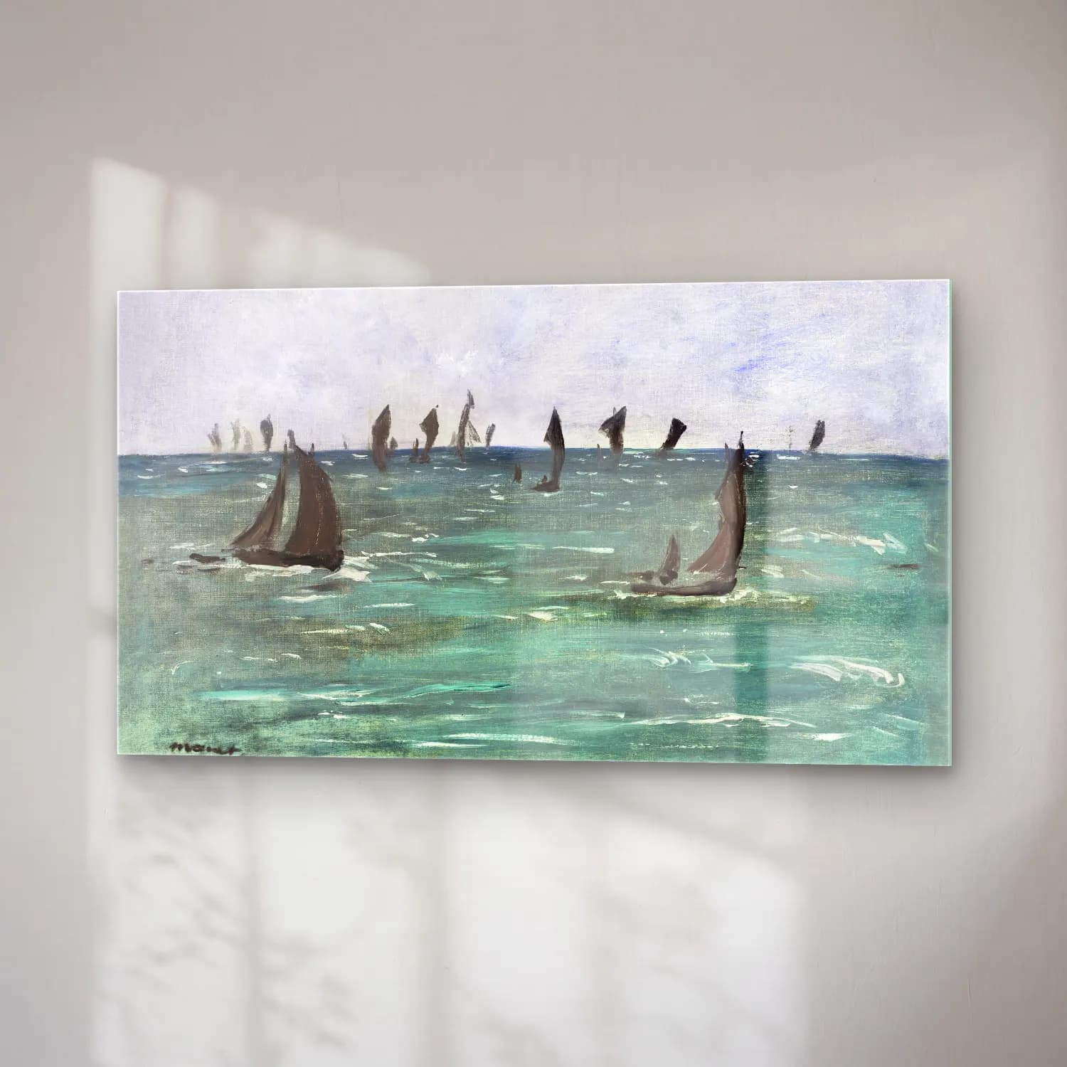Edouard Manet – Boats at Berck-sur-Mer cam tablo — sağ açıdan görünüm