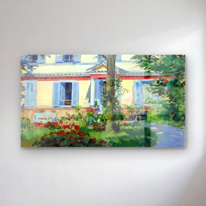 Edouard Manet – Country house in Rueil cam tablo — Edouard Manet – Country house in Rueil — empresyonist çiçek bahçesi