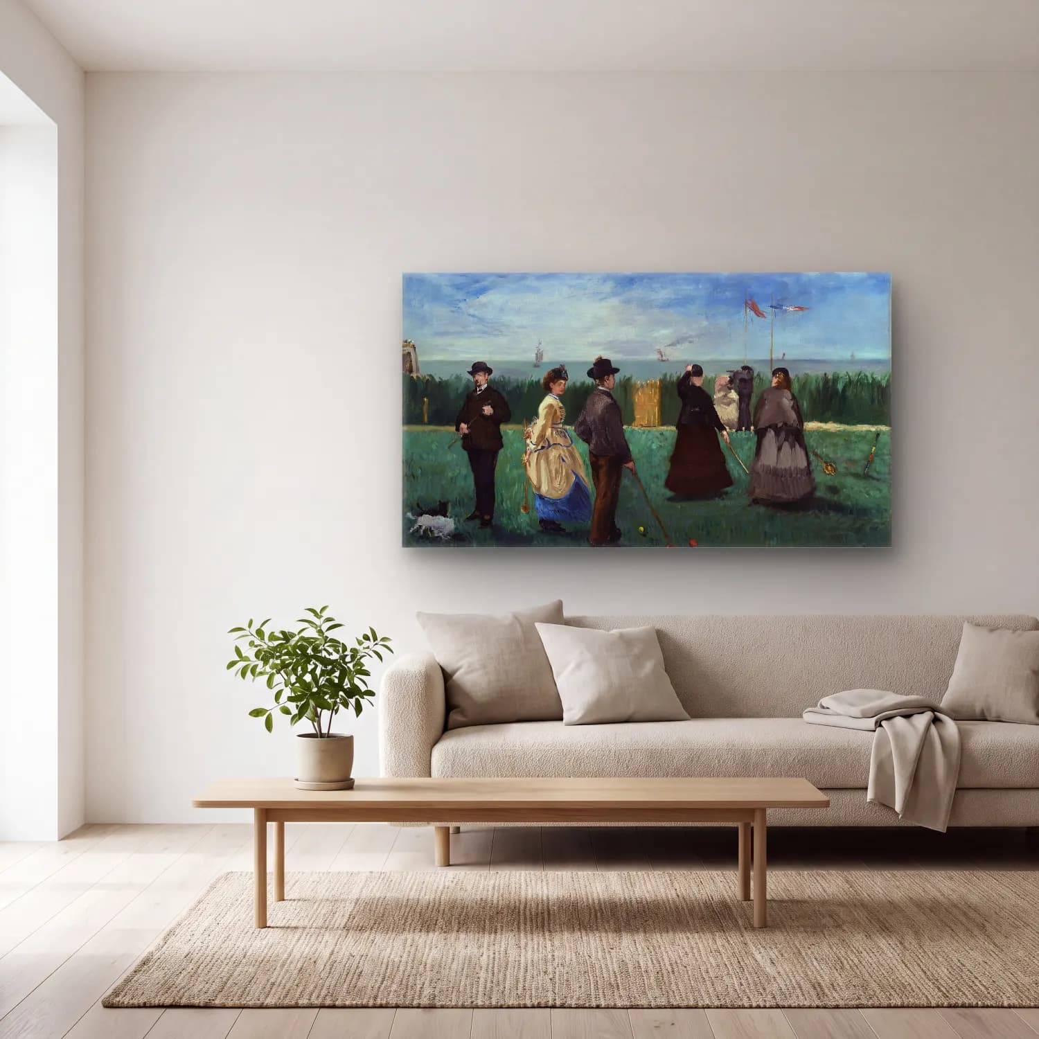 Edouard Manet – Croquet at Boulogne cam tablo — açık renk salonda