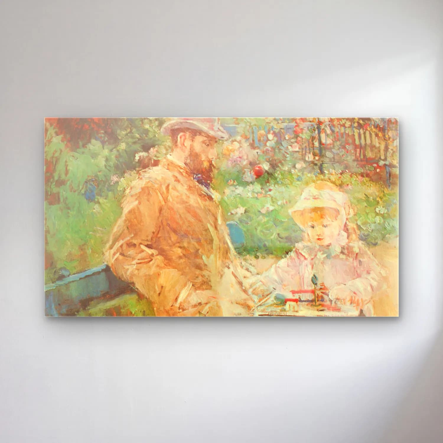 Edouard Manet – Eugäne Manet and his daughter in Bougival cam tablo — Edouard Manet – Eugäne Manet and his daughter in Bougival — empresyonist çiçek pazarı