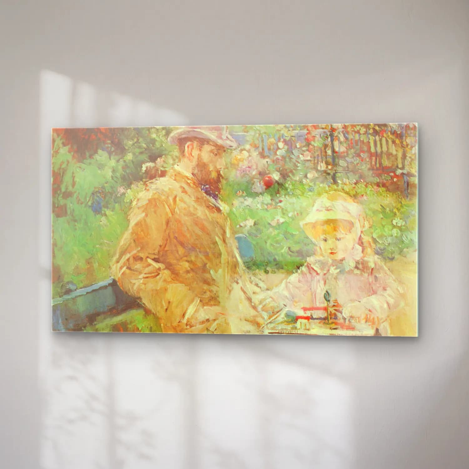 Edouard Manet – Eugäne Manet and his daughter in Bougival cam tablo — sağ açıdan görünüm