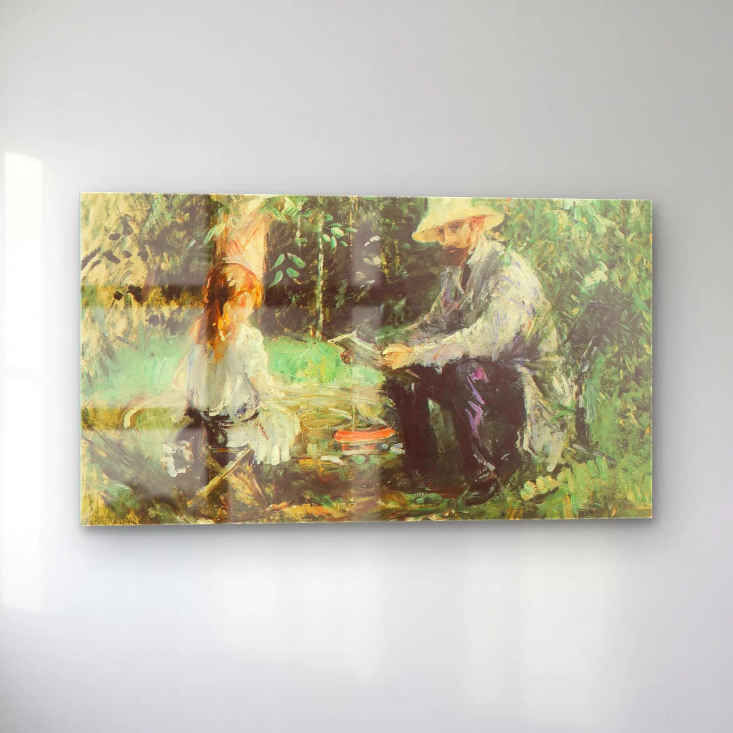 Edouard Manet – Eugäne Manet and his daughter in the garden cam tablo — sol açıdan görünüm