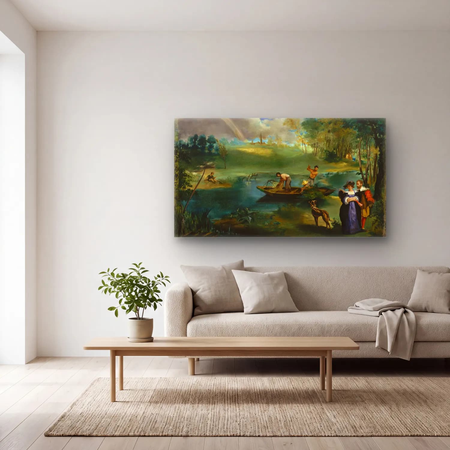 Edouard Manet – Fishing cam tablo — açık renk salonda