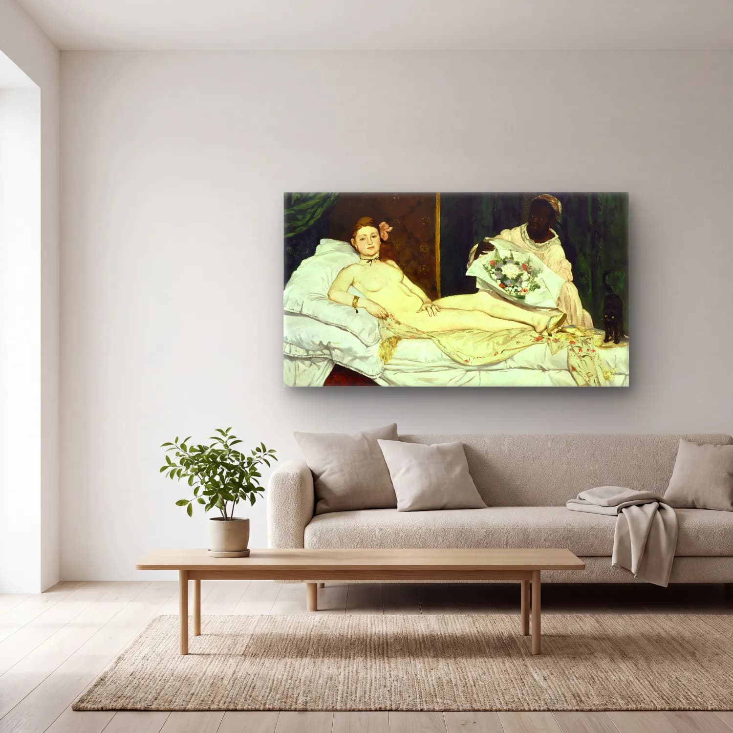 Edouard Manet – Olympia cam tablo — açık renk salonda
