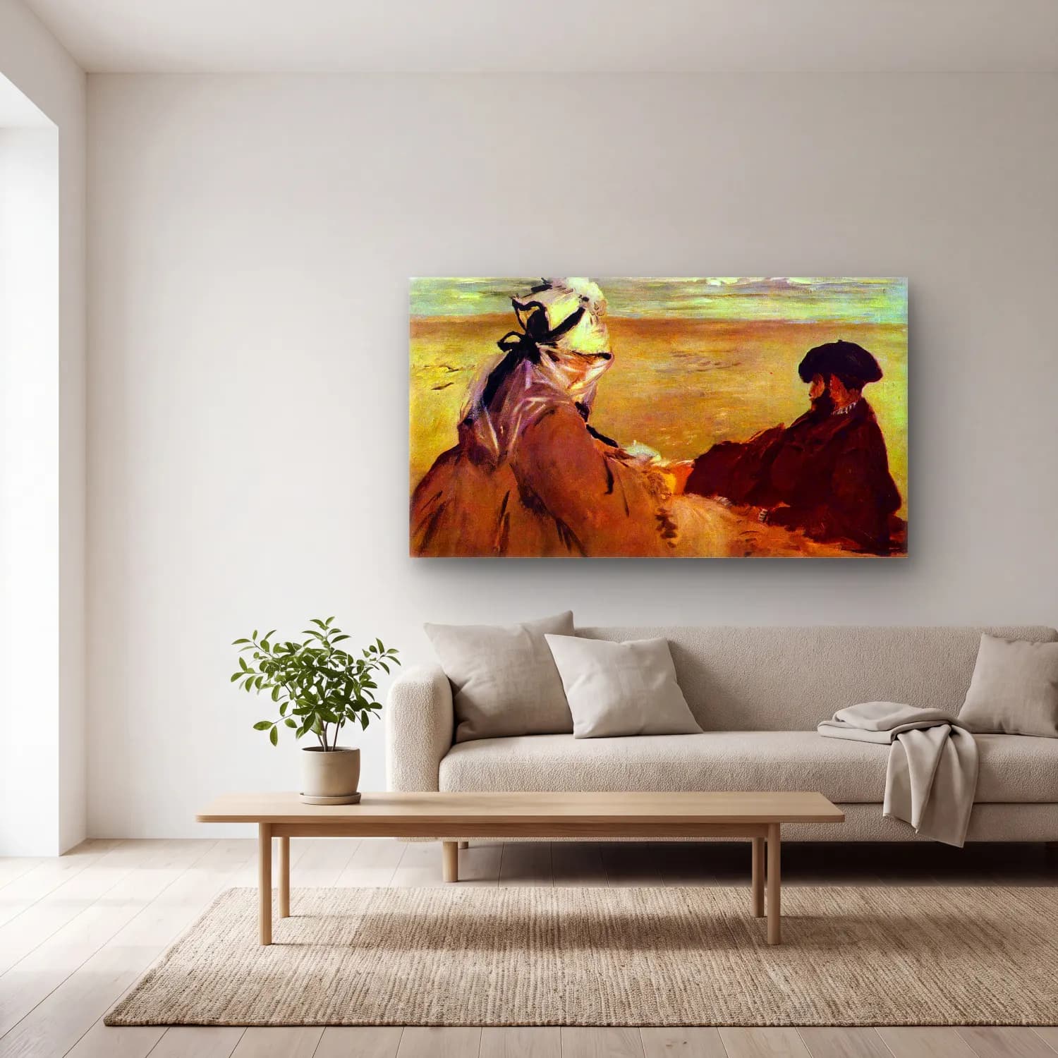Edouard Manet – On the beach cam tablo — açık renk salonda