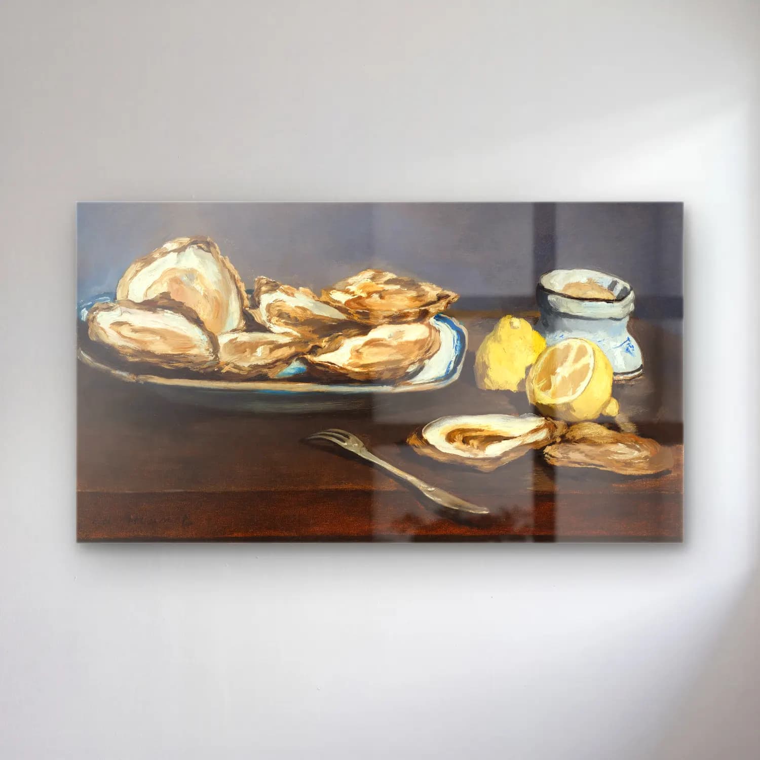 Edouard Manet – Oysters cam tablo — Edouard Manet – Oysters — yağlı boya deniz kabukları